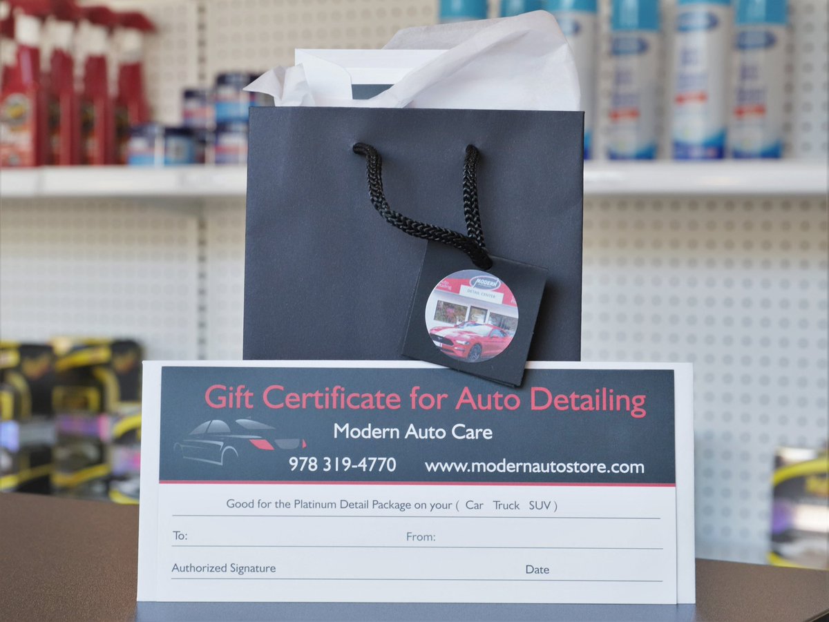 Gift certificates available for Auto Detailing here at Modern Auto in Tyngsboro,Ma    modernautostore.com/products/physi…