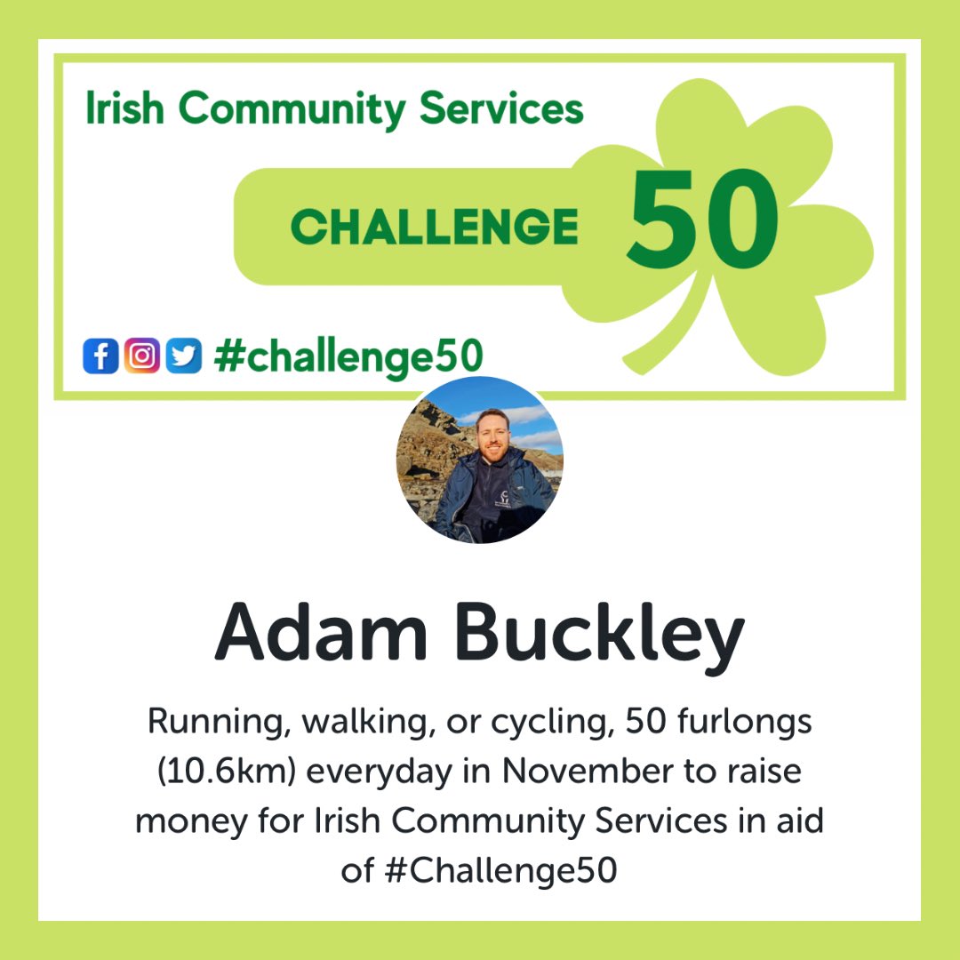 IrishCommServ's tweet photo. Adam is making excellent progress with his running, walking, or cycling, 50 furlongs everyday in November #Challenge50 (we’re exhausted just looking at his updates!)
Follow Adam on Strava for updates and please support his efforts if you can!
https://t.co/pO9oB5YvyM https://t.co/VUEjYSxr8X