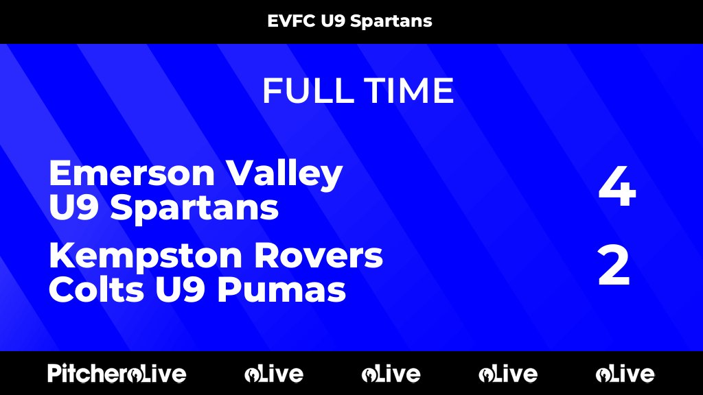 FULL TIME: Emerson Valley U9 Spartans 4 - 2 Kempston Rovers Colts U9 Pumas
#EMEKEM #Pitchero
emersonvalleyfc.org/teams/263702/m…