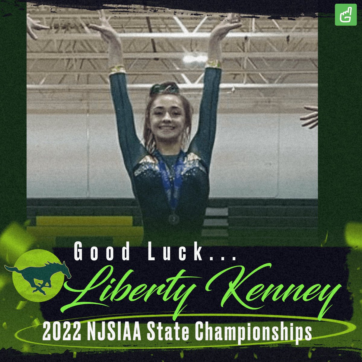 BMSTANGSports's tweet photo. Good luck @BMHSgymnastics Freshman, LIBERTY KENNEY competing today in the @NJSIAA Individual STATE CHAMPIONSHIPS!!  🐎🤸‍♀️💚💛 https://t.co/DPtfugRNJy