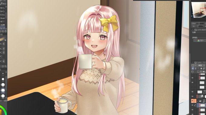 サンプル絵の人物1人完成～✨
あともう一人描いたら終わる。 