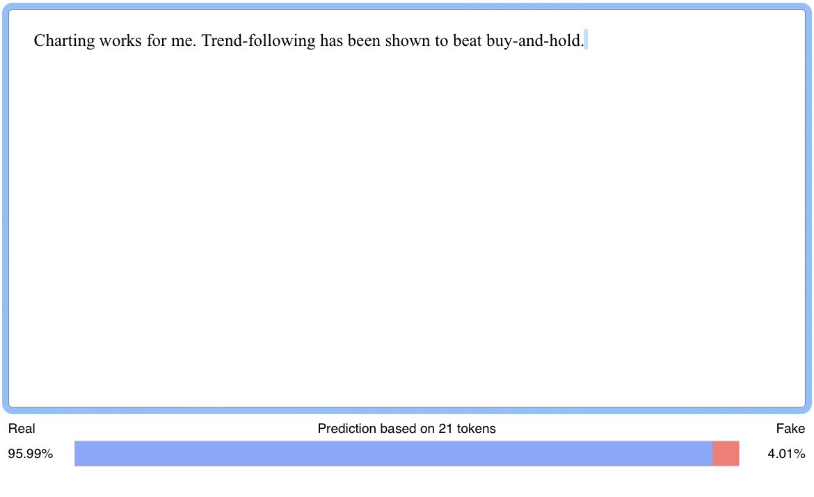 Favourite new tool is using a GPT detector to see if an opinion comes from “stochastic parrot” knowledge or if it has the possibility of containing alpha from real lived experience