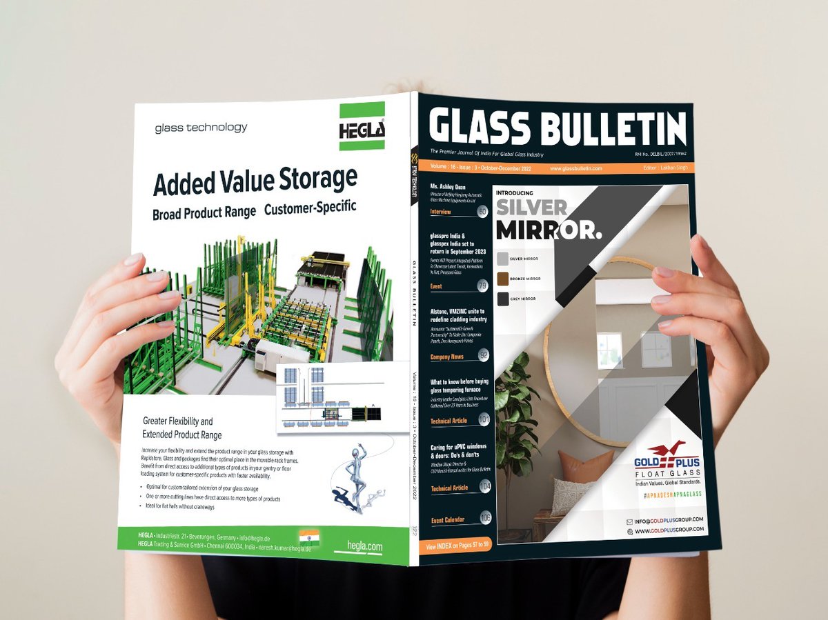 BulletinGlass's tweet photo. @BulletinGlass MAGAZINE
Edition: October-December, 2022

Read Now: https://t.co/7UK4hGgQKz

Email: support@glassbulletin.com

Glass Bulletin offers you the best platform for exposure and promotion in both Indian and global glass markets.

@HEGLAgroup @goldplusglass https://t.co/08EhnFO6oF