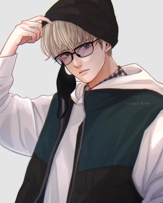 お!おう。#メガネ男子#イラスト 