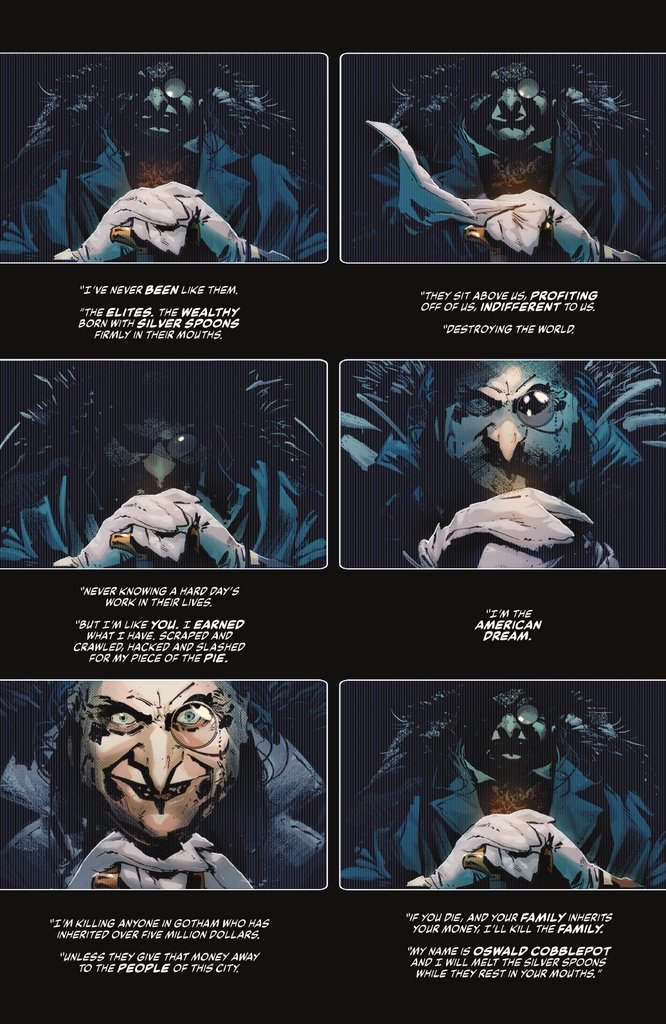 LaterCapitalism's tweet photo. The Penguin in this newest Batman comic is pretty based https://t.co/KYaVXzkcCj