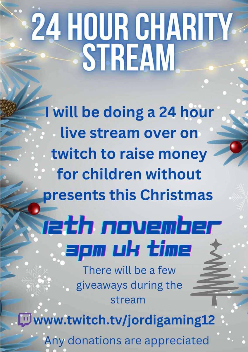 BarbarianBumble's tweet photo. If your free today make sure you check out this fantastic guy @Jordangaming91 as he trys to raise money for presents for kids who would normally go without. It's and amazing cause and he's a great guy 

https://t.co/EUslVwQtqc https://t.co/3SnYr4n5Sy