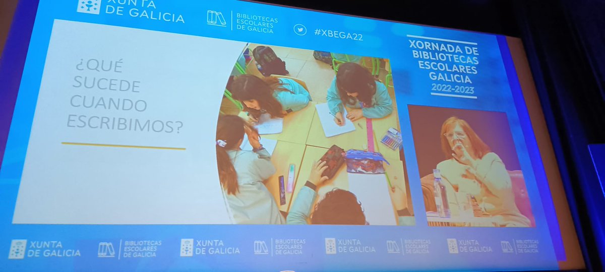 aele_'s tweet photo. Dejamos en este tuit una ventana a la conferencia “Saltar de texto en texto” lendo e escribindo: unha aventura intertextual intertextual que non sabemos até onde nos pode levar  de @ESTELA_DANGELO en #XBEGA22 https://t.co/VN1PjLAQOV