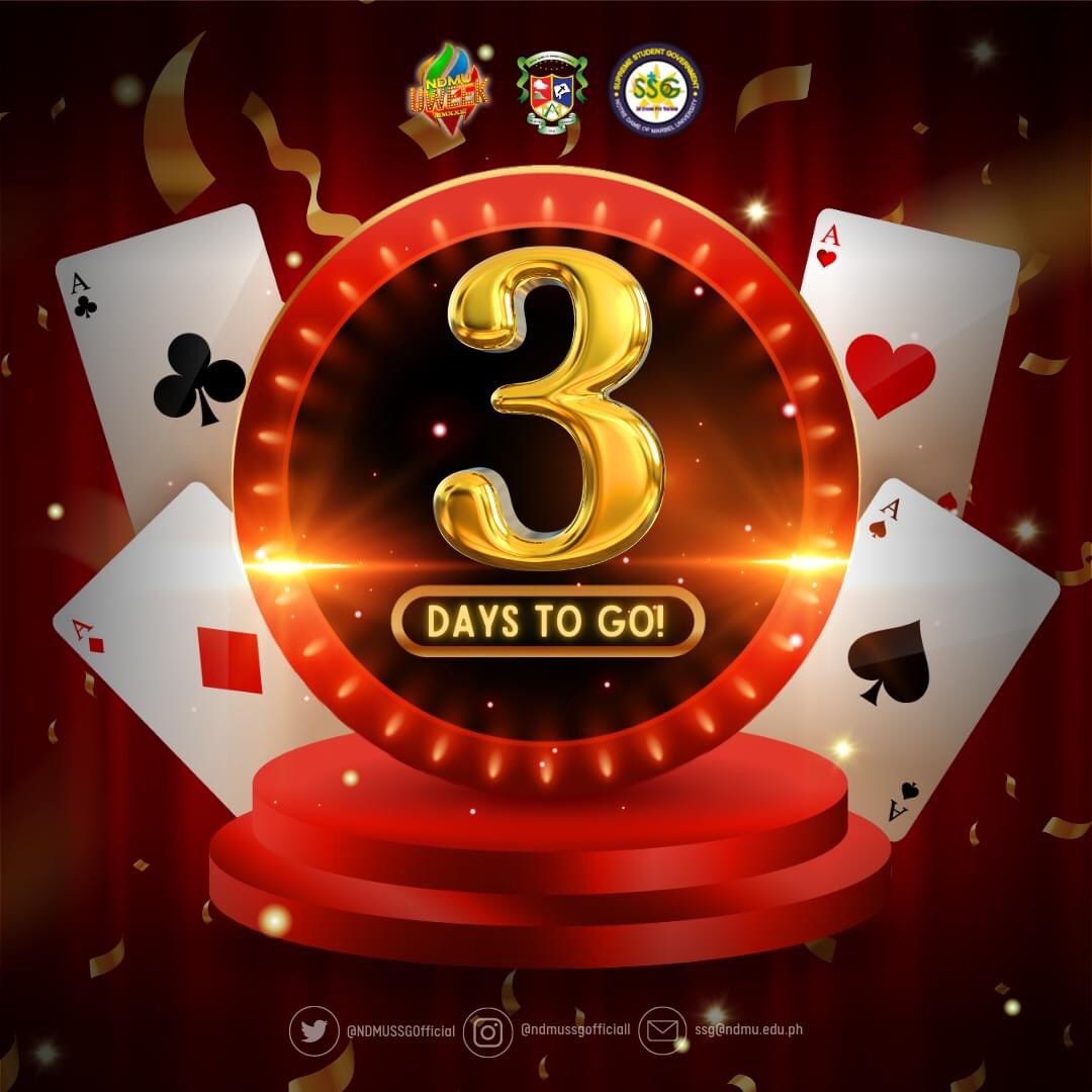 NDMUSSGOfficial's tweet photo. 3 DAYS TO GO!
See you this coming November 15-18, 2022!
#TatakMarista
#beginwithserviceascendwithexcellence
#reshufflingthecardsofexcellence
#UWeek2022 https://t.co/gJ6Vj3eP0V