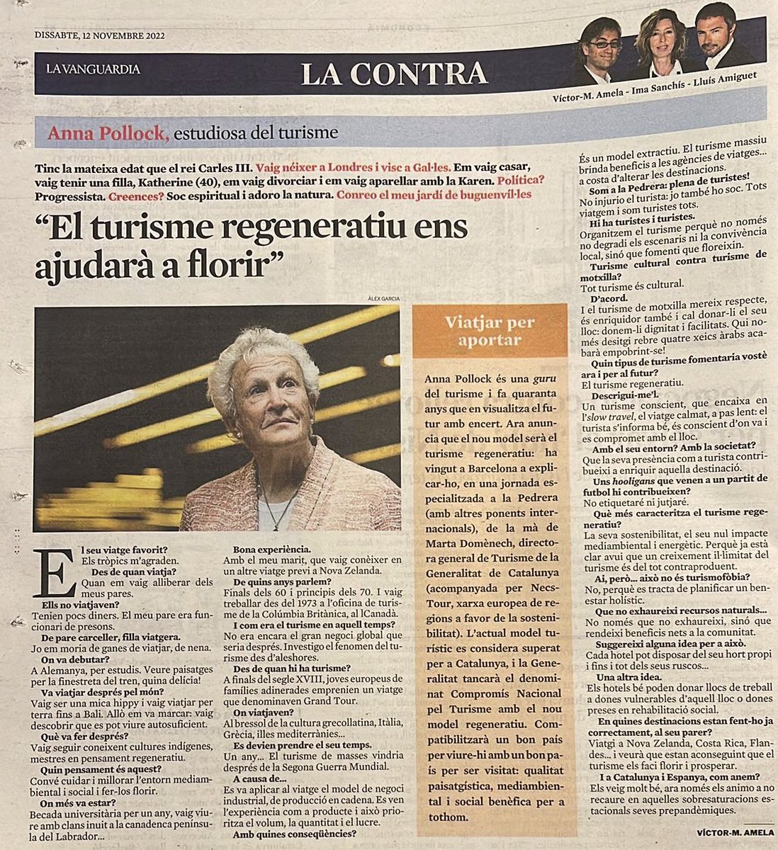 MartaDomenech1's tweet photo. Viatjar per aportar 💬 @AnnaPollock en una jornada sobre turisme regeneratiu a Barcelona @NECSTouR  @turismecat

🫱🏼‍🫲🏽 Treballem en el Compromís Nacional pel Turisme amb el nou model regeneratiu: qualitat paisatgística, mediambiental i social benèfica per a tothom.

🗞️@LaVanguardia https://t.co/vohvy54rfh