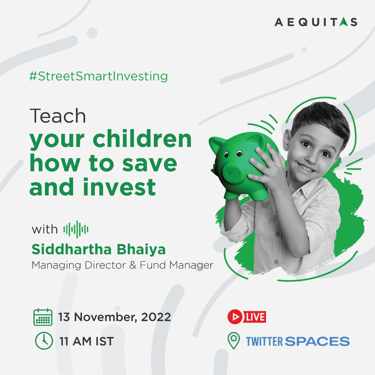 sidd1307's tweet photo. Hi guys, checking in back again &amp; no better way to start than with a #twitterspacea session tomorrow! 

With Children’s  day in mind lets do a session on how to teach children all abt investing

So tag, share, retweet &amp; log in with ur spouses &amp;  kids. We promise to make it fun https://t.co/eLRuxgp4aY