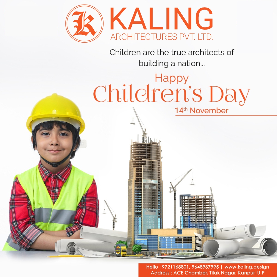 KalingLtd's tweet photo. The most precious thing in this world is the smile on the face of a child.
Happy Children’s Day !
.
.
.
Hello : 9721168801, 9648937995
Address : ACE Chamber, Tilak Nagar, Kanpur, U.P
https://t.co/wbEwMb2dP6
.
.
.
#childrenday #childrensday  #happychildren #kaling #jawaharlalnehru https://t.co/2VPqlIWSIq
