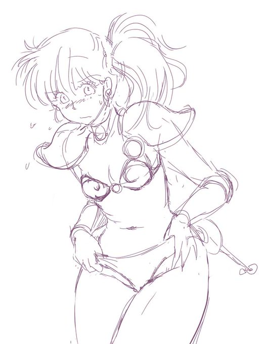 なんか筆が進まないのでラフで誤魔化してみる

完成品と
そこまでの検討ラフ
基本シチュはパンツ直しなんだけど、少しコミカルな感じにするとか幾つか案があった 