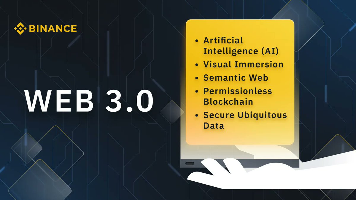 binance's tweet photo. With Web3 on the horizon, we thought you might want to learn a little more about its core concepts.
 
Here are the most important aspects of the Web 3.0 future. https://t.co/7o36ROGR4M