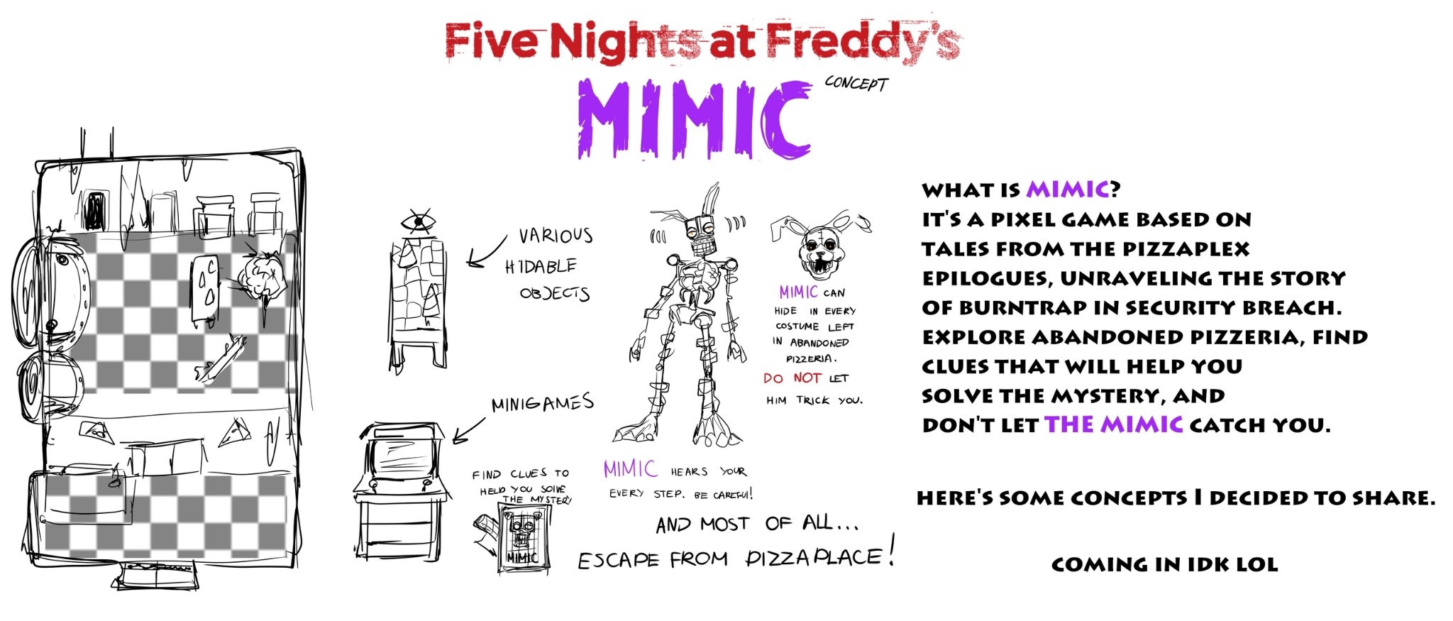 🐙 MargoGamer 🍄 on Twitter: "Hey guys, I had this idea for a month now, so  I decided to share my ideas with you. Allow me to introduce...Five Nights  at Freddy's: MIMIC.