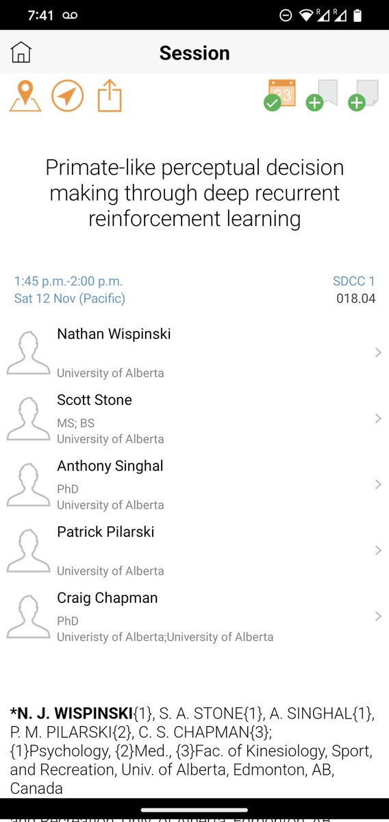 movinisthinking's tweet photo. Here we go #SfN2022! Kicking things off for the ACELab is fabulous work by @nathanwispinski! Talk today (Sat 145pm SDCC1) on decision making through the lens of deep recurrent reinforcement learning. With @scottallanstone, Anthony Singhal and @PatrickPilarski. https://t.co/h3ru54Skrl