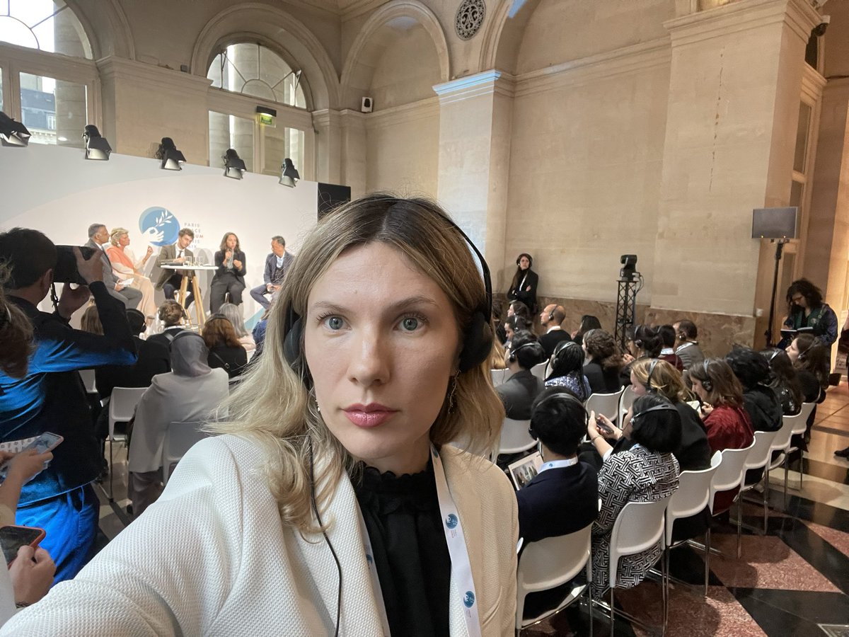 OTregub's tweet photo. At the Paris peace forum, shocked about the framing of the ongoing Russian war as only part of the “multicrisis” — together with covid, economy, climate. No visible representation of Ukraine. No Ukrainain speakers. Instead putinist Yurgens from Moscow invited. Surreal. https://t.co/BKnwYqQZC3