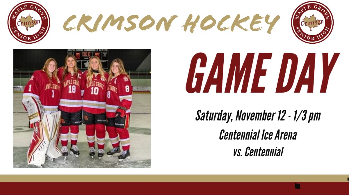 MGgirlshockey's tweet image. Season Opener Today!!!  

Come support the Crimson
Should be a great game!!!
#GameDay #FirstTest
@MG_Girls_Hockey @MGActivities