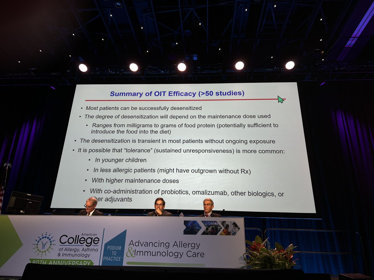 Dr Wood now discussing expectations from OIT and summary of efficacy #ACAAI22 <a href="/ACAAI/">ACAAI</a>