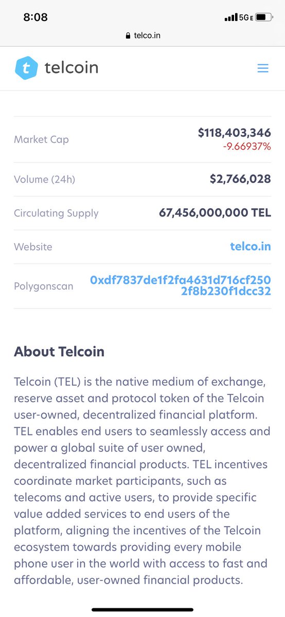 $TEL circulating supply at 67.4bil up a bil from yesterday. Where going? 🤔 #Telcoin #Tel 📱🏦🔜🌎