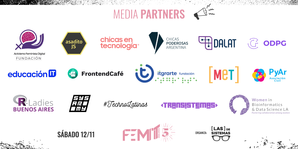 FemIT Conf (@femitconf) on Twitter photo Gracias Media Partners por apoyar y difundir la #FemITConf22 en nuestro quinto aniversario 🎂 <a href="/sysarmy/">Sysarmy</a> <a href="/pythonargentina/">Python Argentina</a> <a href="/FrontEndCafe/">FrontendCafé</a> <a href="/rladiesBA/">R-Ladies BuenosAires</a> <a href="/datagenero/">DataGénero</a> <a href="/itgrarte/">itgrarte fundación</a> Gracias Media Partners por apoyar y difundir la #FemITConf22 en nuestro quinto aniversario 🎂 <a href="/sysarmy/">Sysarmy</a> <a href="/pythonargentina/">Python Argentina</a> <a href="/FrontEndCafe/">FrontendCafé</a> <a href="/rladiesBA/">R-Ladies BuenosAires</a> <a href="/datagenero/">DataGénero</a> <a href="/itgrarte/">itgrarte fundación</a>