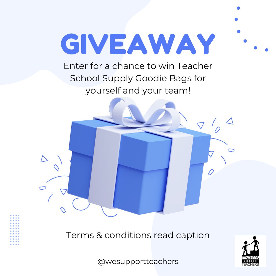 wespprtteachers's tweet photo. It's #Giveaway time! 🎊 
Answer #both questions and #retweet this post to enter!

1. What #state do you #teach in?
2. How many #teachers are on your #team? https://t.co/L8ExWSG9JW