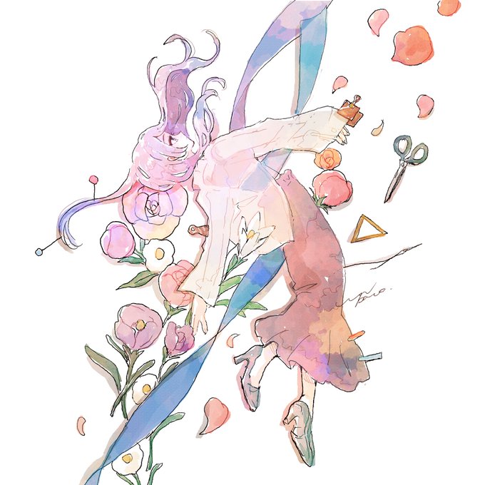 「holding scissors pink hair」 illustration images(Latest)