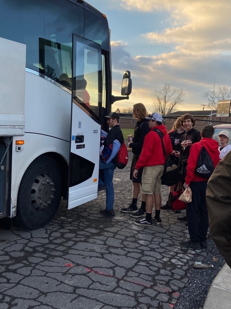 PetersburgHS's tweet photo. And they’re off to take on James Monroe in the first round of state playoffs. #bringhomethewin #VikingPride https://t.co/iDPj2l3ma7