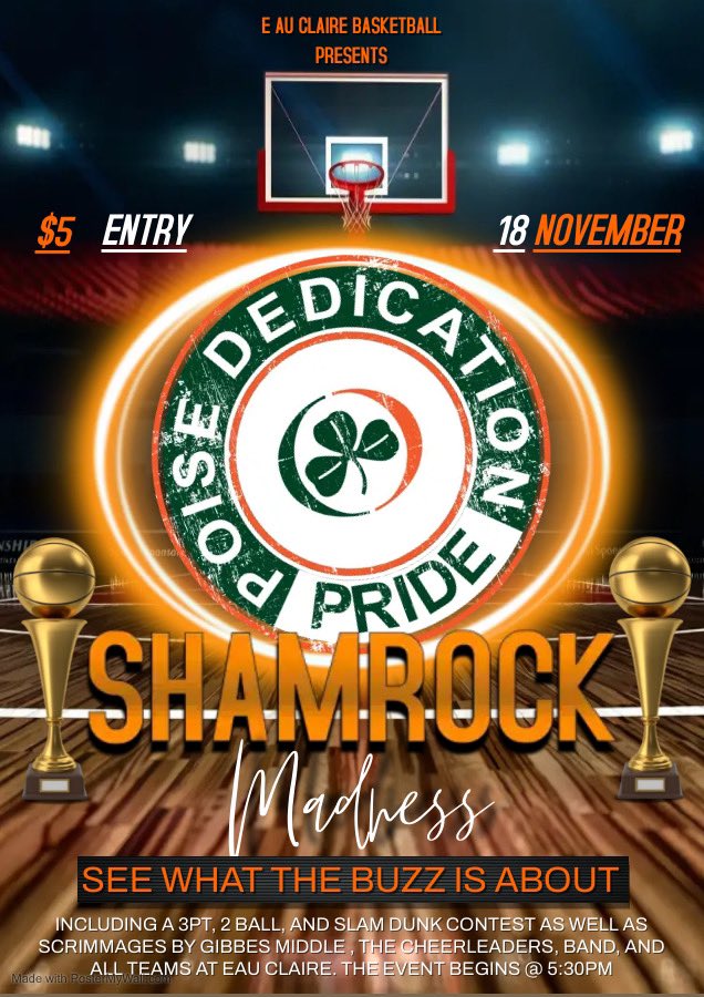 Come out and support the Shamrocks on November 18th @ Eau Claire High School
