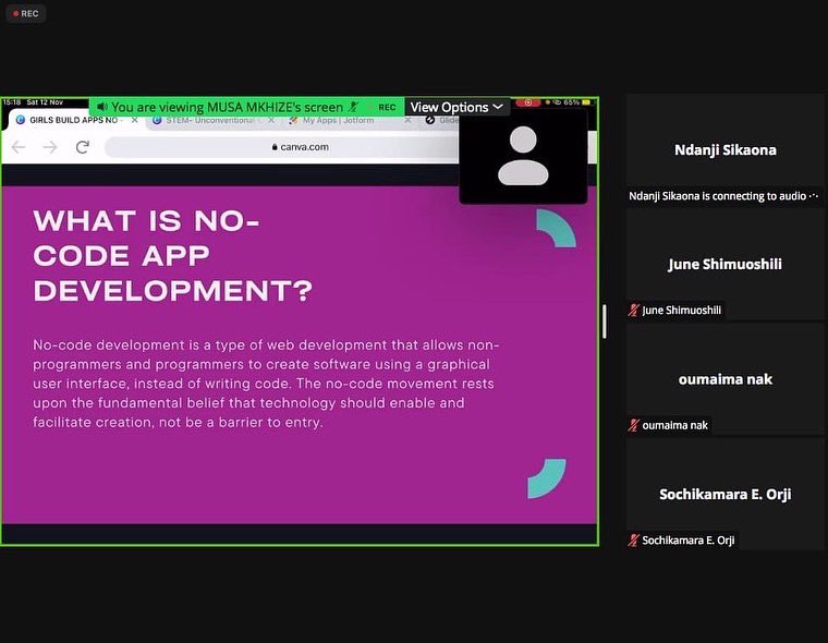 GirlUpAfrica's tweet image. Happening now! You can still register to join our No Code App Building session! 
bit.ly/3TqoIbD
#GirlUPSA #NoCodeAppDevelopment #girlupafrica #girlupcommunity