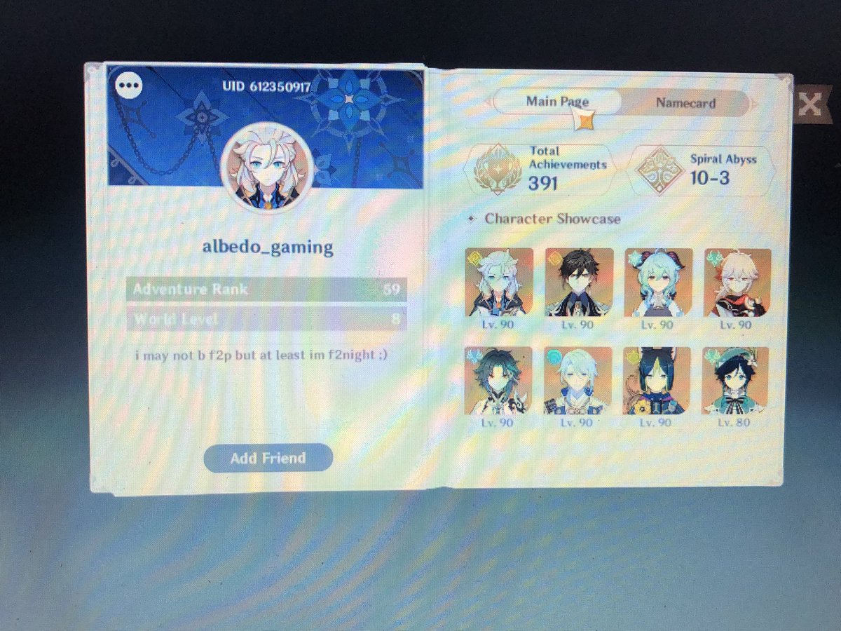 blkbedo's tweet photo. so um 
my genshin acc got hacked. this is my profile, if u see anyone trying to sell it please let me know immediately 😭 i’m so sad https://t.co/FJQXmZdC7i