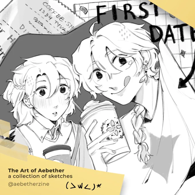 first date, kinda nervous 😳😳 

hehe heres a small preview of my piece for the @aebetherzine 🌟✨️!! make sure to check it out!! 