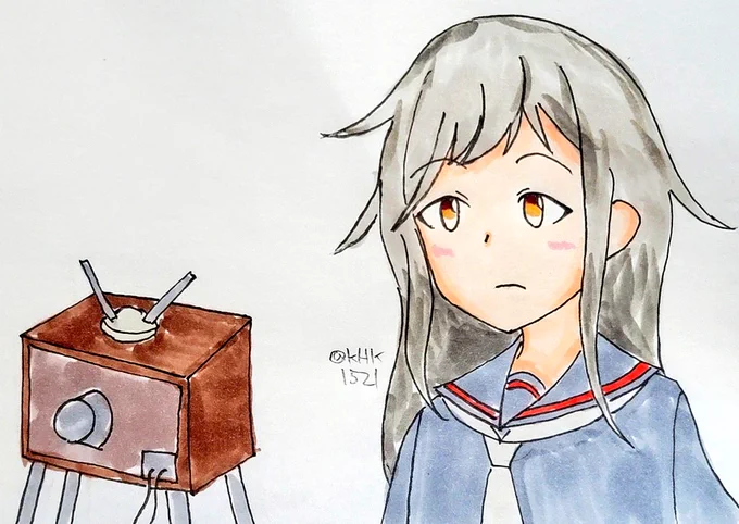 菊月ちゃん「妖精さん頑張れ頑張れ」#艦これ版深夜の真剣お絵描き60分一本勝負#艦これ版真剣お絵描き60分一本勝負_20221112 