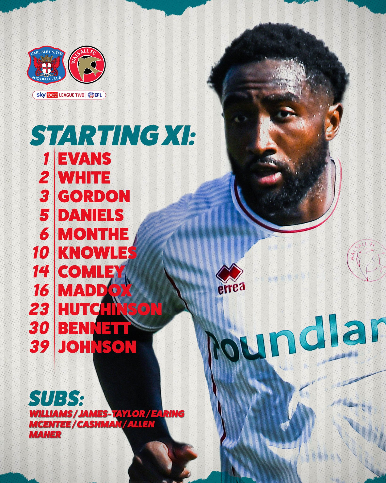 Walsall FC Official on Twitter "📋𝗧𝗘𝗔𝗠 𝗡𝗘𝗪𝗦📋 🥁 Introducing the starting