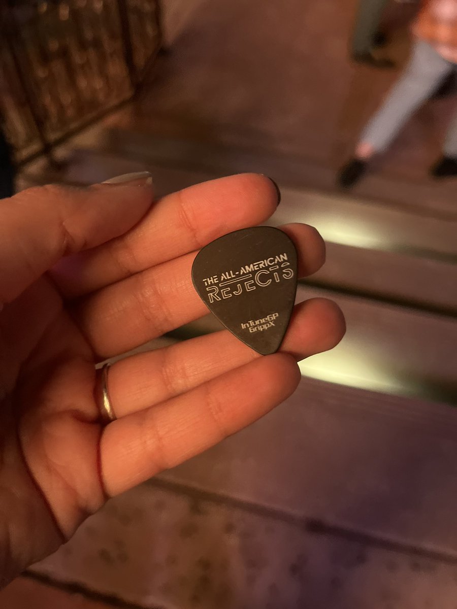 GabbyAdani's tweet photo. I saw you guys play for the first time 9 years ago at Mardi Gras (I was 12) and have been trying to see you guys since. I was supposed to see you in 2019 or 2020, but the world shut down. FINALLY, I’ve made it back and have this amazing momento, thank you @therejects @tysonritter https://t.co/Uj1rjQqsjN