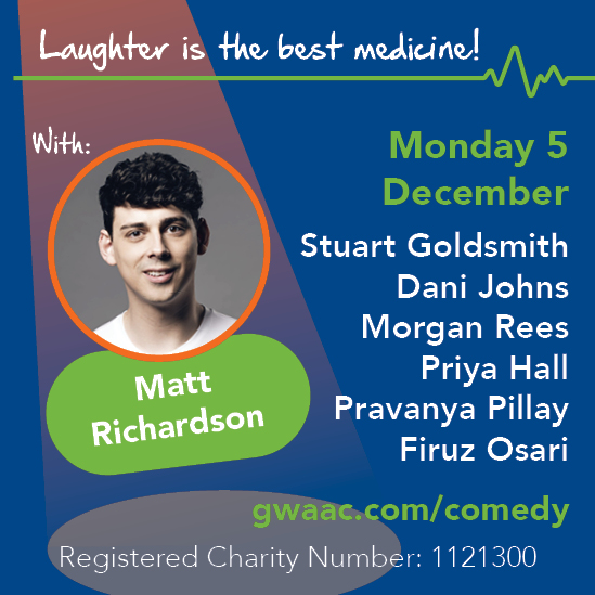 GWAAC's tweet photo. Our Heli Laughs headliner is @MattRichardson3
A regular at the Edinburgh Fringe. He has had many TV appearances, including co-hosting the Xtra Factor, Never Mind the Buzzcocks and Celebrity Juice
Book tickets to our comedy night now:
https://t.co/Sbylr5cEfm
#StandUpSaturday🎙️ https://t.co/cTFu3M5Flc