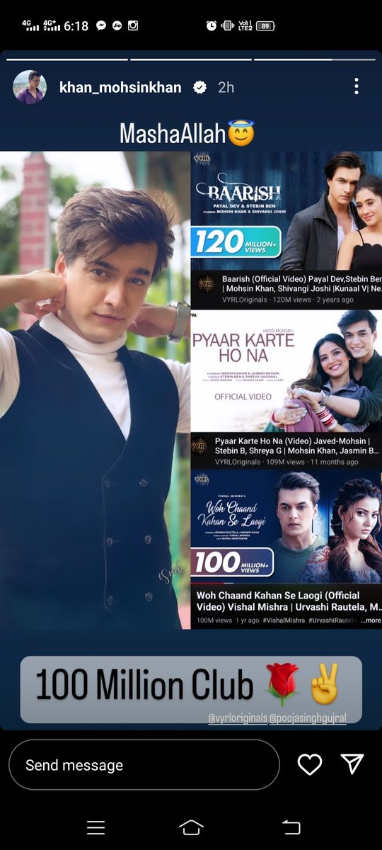 It's third Mv of him with @VYRLOriginals to enter 100M club 🥳❤️
#MohsinKhan #MoMinions #WohChaandKahanSeLaogi