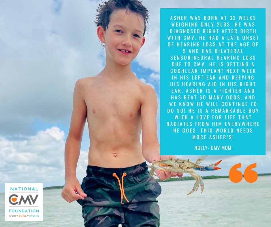 Meet Asher! He is 8 years old and representing our #FacesofCMV today! 💙

#Screen4CMV #StopCMV #CMVAwareness #Strides4CMV #CMVKids #ReduceYourRisk