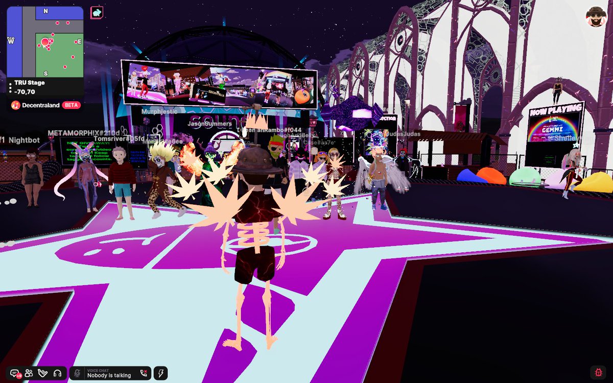 dj_dry5's tweet photo. Grab your frens and get over here! @GEMMI86841824 is playing on the @Uniquehorns_nft #TRUBandRoom Stage at -69, 69 @decentraland #DCLMVMF22 https://t.co/FUcoRUVQHU