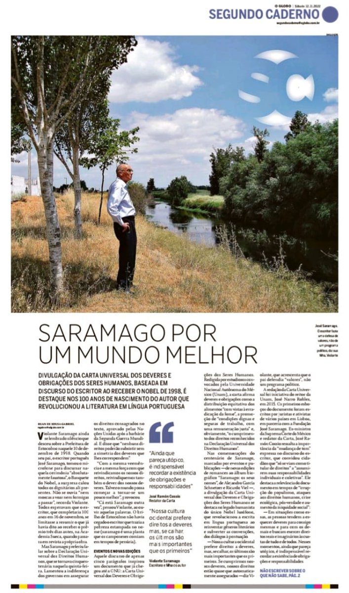 Ruan S. Gabriel (@ruandesg) on Twitter photo Único Nobel de Literatura de língua portuguesa, José Saramago era um comunista convicto que nunca rebaixou a literatura à propaganda ideológica. Na capa do <a href="/OGlobo_Cultura/">Cultura - O Globo</a>, falo do legado político e humanista de Saramago, que vem sendo destacado nas celebrações do centenário: Único Nobel de Literatura de língua portuguesa, José Saramago era um comunista convicto que nunca rebaixou a literatura à propaganda ideológica. Na capa do <a href="/OGlobo_Cultura/">Cultura - O Globo</a>, falo do legado político e humanista de Saramago, que vem sendo destacado nas celebrações do centenário: