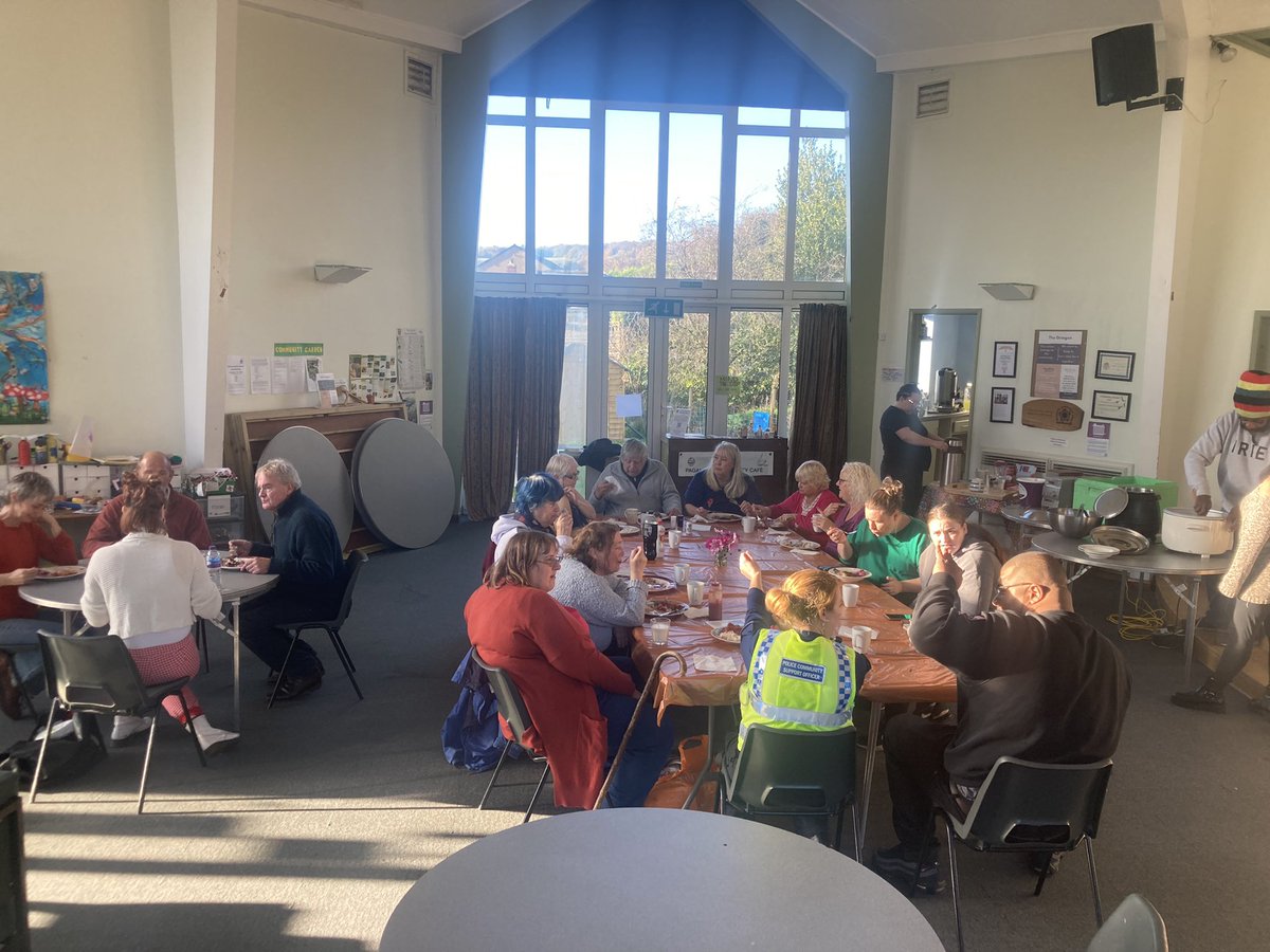 Saturday social has been a big hit today. Loads of lovely people, delicious food and beautiful sunshine. Lovely to have our wonderful PCSO here too! Big thanks to Derek for cooking for us all 💜