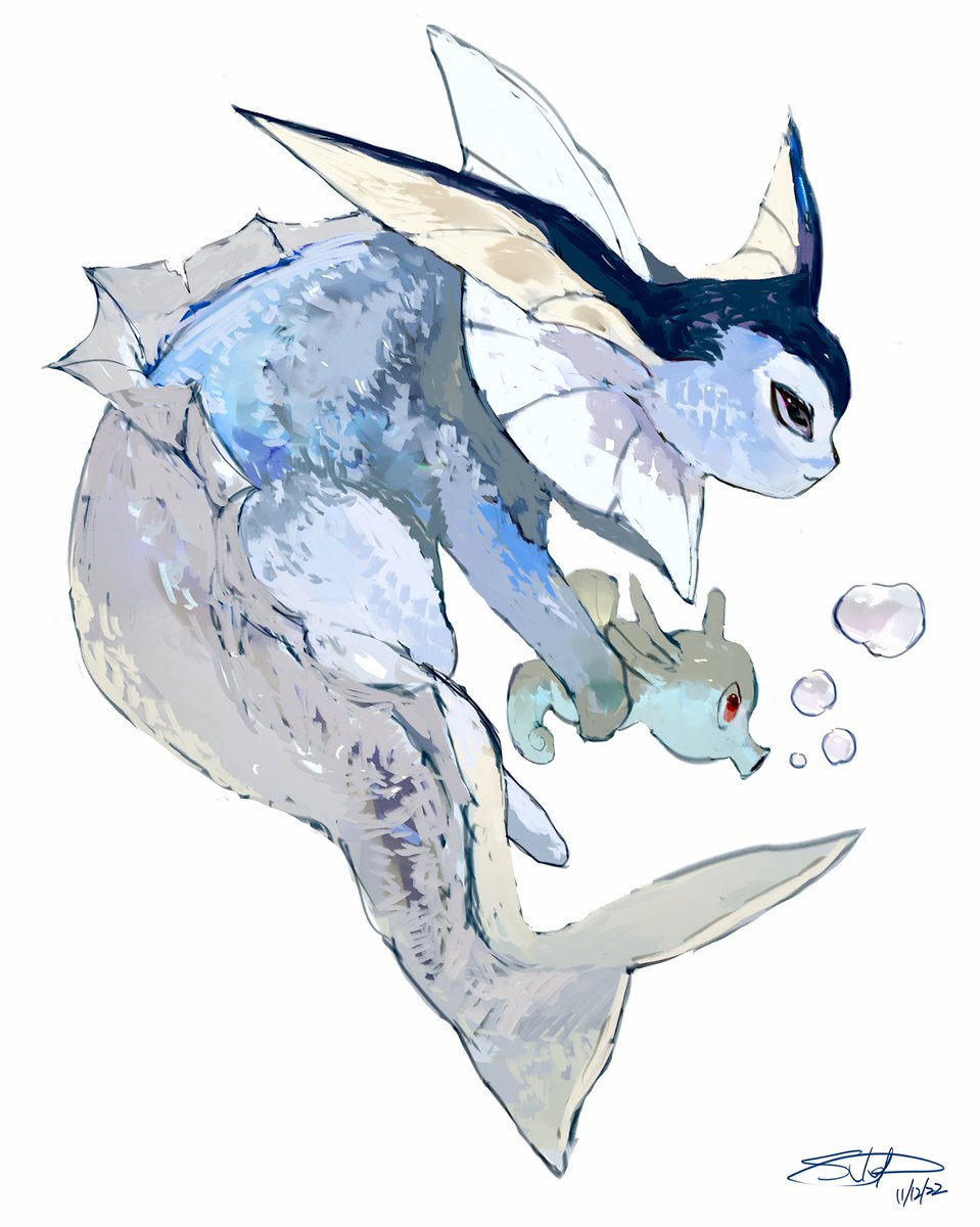 vaporeon pokemon (creature) no humans signature white background closed mouth bubble simple background  illustration images