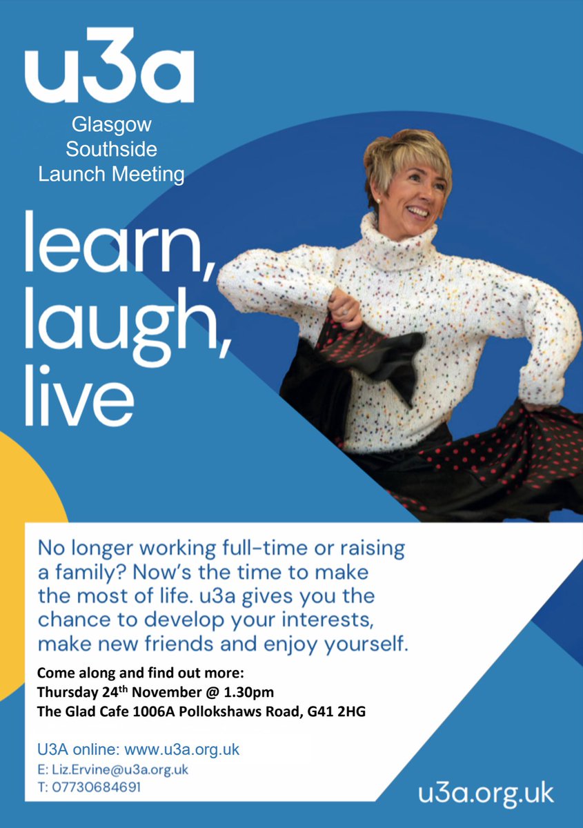 New u3a in South Glasgow. Do come along and see what we have to offer.