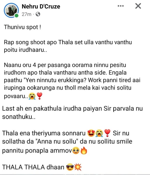 tamiltalkies's tweet photo. Ajith's Panivu at Thunivu Shooting spot:

Don't call me sir. Call me 'Anna'. https://t.co/EorQcrIBAn