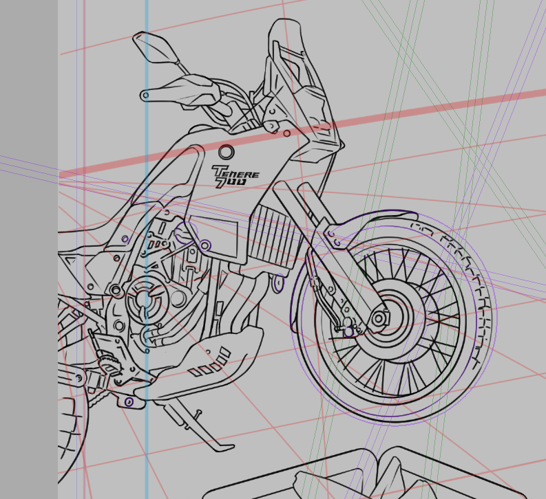 欲しいオートバイのひとつ、YAMAHAテネレ700を描いてます🏍️ 