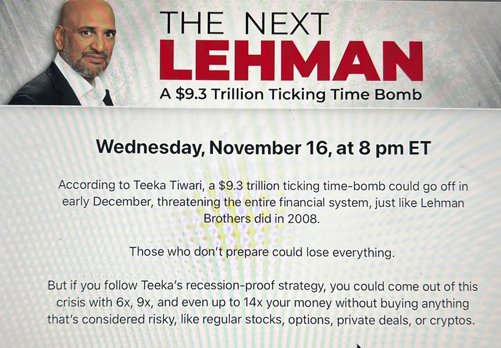 Who’s ready for “THE NEXT LEHMAN”?