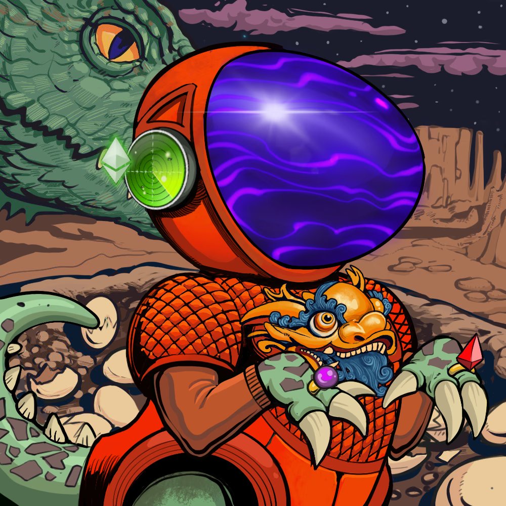 #SPCart The art of <a href="/SpacePunksClub/">Space Punks Club</a> is unique in the NFT space. Created exclusively for SPC by <a href="/Seagull7x/">Seagull7x</a>. 

This is evolved dino #6531!

The dino evolution has started!! Evolve now!👇
spacepunks.club/dino-evo

More infos about the evo👇
x.com/Paliel4/status…

#SPC #NFTs #NFT