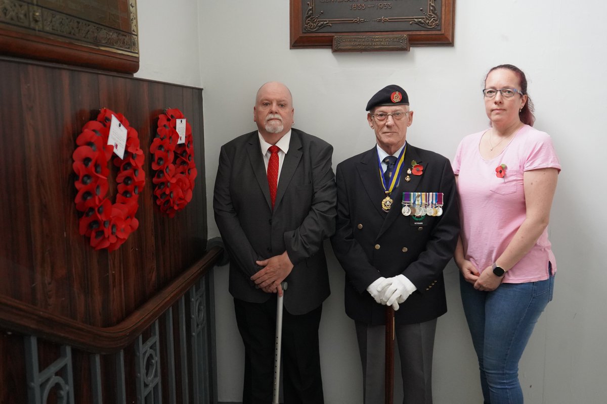 TheStuteShildon's tweet photo. Institute Secretary, Shaun Thompson and SHA CIC Director and volunteer Sue Clarke also placed wreaths at the Institute's own members war memorial - presided over by RBL Shildon Branch President, Dave Gargett. #remembranceday2022 "Lest we forget" https://t.co/xOhaOd7wFx