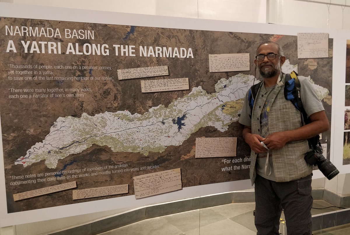 chikikothari's tweet photo. My handwritten notes of 1983 trek along Narmada, and 1990 Narmada Bachao Andolan Sangharsh Yatra, reproduced in posters in @azimpremjiuniv wonderful event #RiversForLife @shrishtee https://t.co/vsoAChkyE2