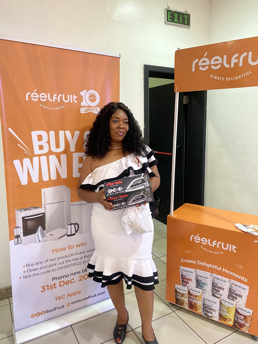 ReelFruit's tweet photo. Yipppy! 🥳 Behold the first winner of our 10th year anniversary sales promo activation currently ongoing @marketsquarengr Maryland mall.
You don't want to miss out of the delight 😃😃.
Send a DM to place your order and stand a chance to win amazing gifts.
#10yearsofaudacity https://t.co/0DOo8t8XuH