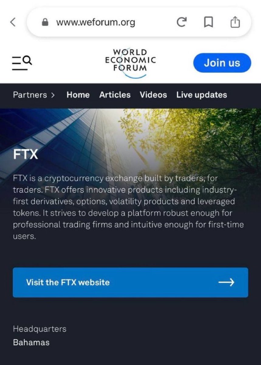 OH YES OF COURSE. 

WEF endorses FTX 

The faster you realize all leftist virtue signaling scams are simply marxism Pyramid Schemes meant to hurt you the faster you will wake up.